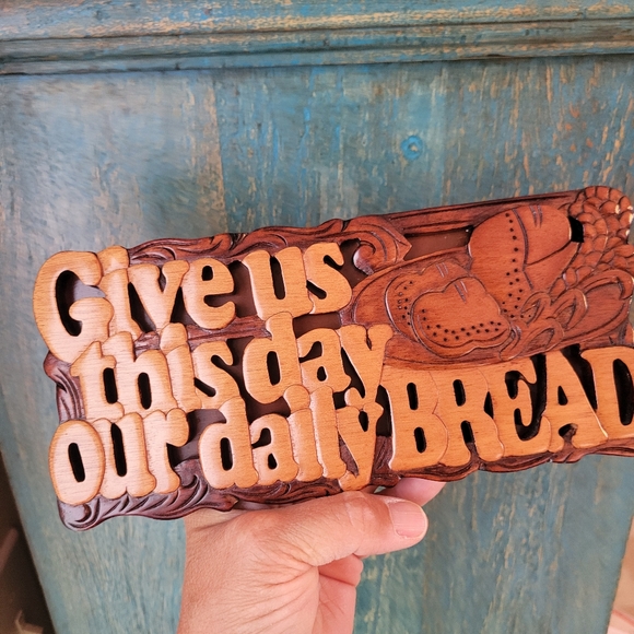 Wooden Daily Bread Mahogany Wall Art ~ Religious ~ Handmade ~ Thanksgiving Art - Picture 14 of 16